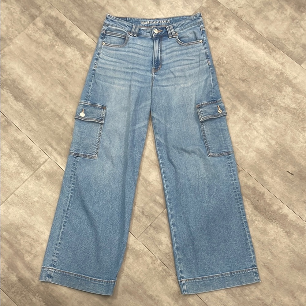 American Eagle Outfitters Blue Flare & Wide Leg Jeans
